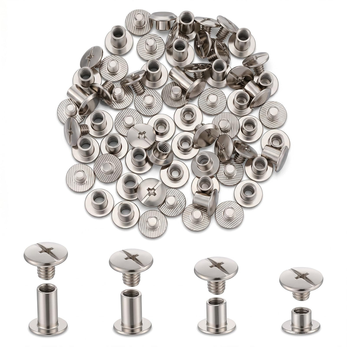 40 Sets Chicago Screws Leather Rivets, Chicago Screw Rivets for Leather
