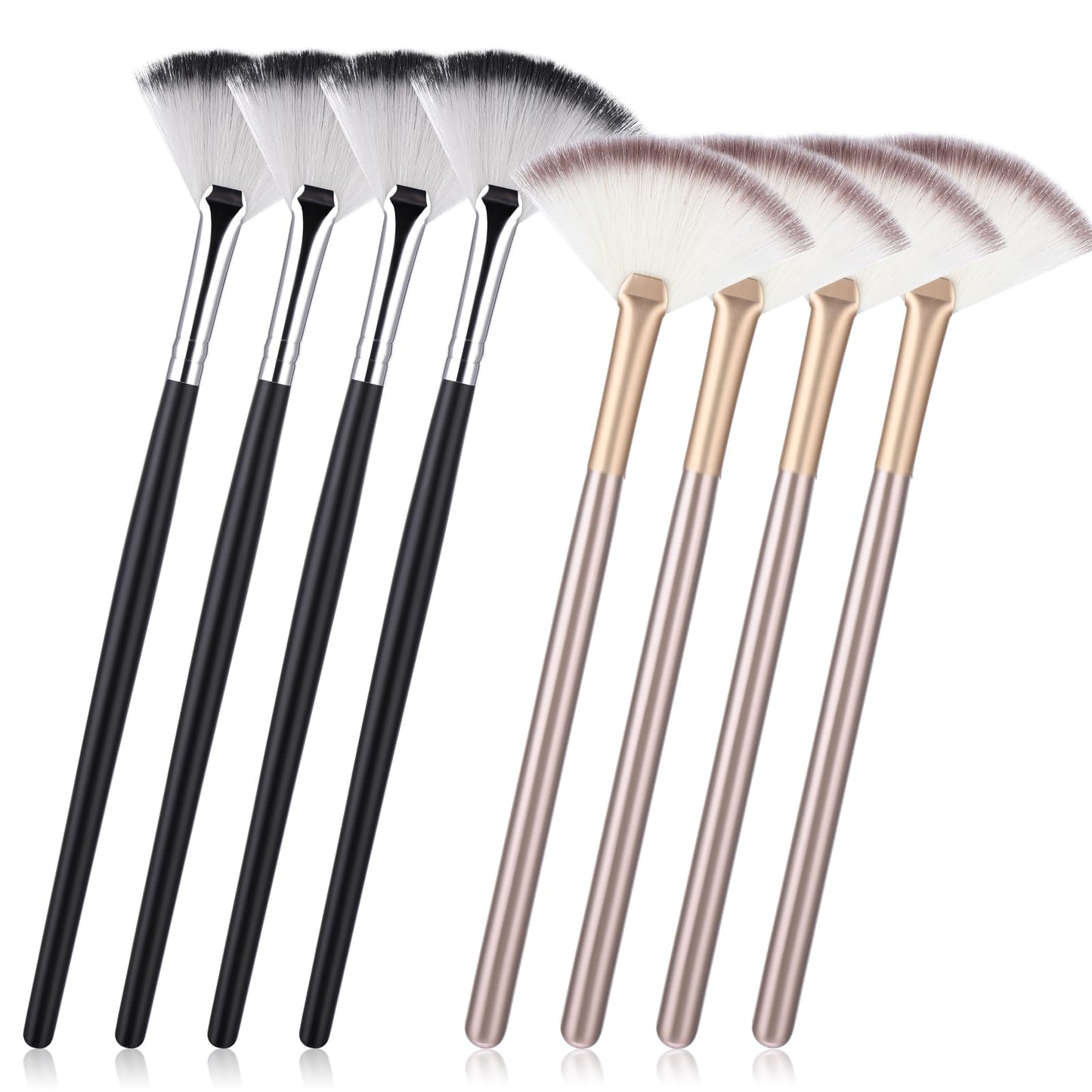 Aster 9 Pieces Fan Mask Brushes, Soft Smooth Mask brush, Facial Brushes, Face Mask Brush Applicator with Handle for Mud Cream Peel Mask Cosmetic Women Girls (Black Silver, Champagne)
