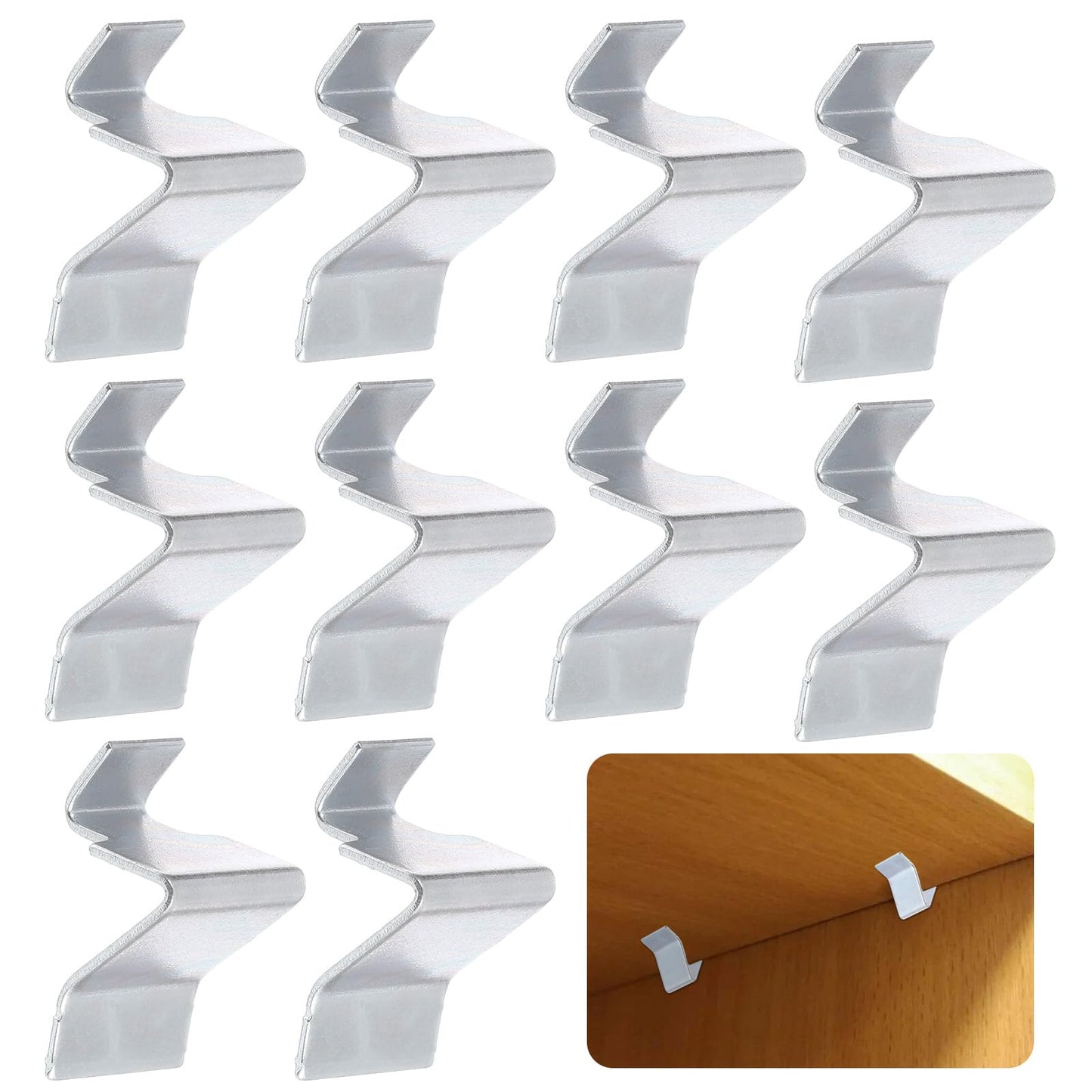 10 Pcs Metal Shelf Clips, Removable Shelf Clips for Adjustable Shelfs Brackets, Wood Shelving, Shelving Brackets Clip Replacement Most Kinds of Metal cabinets(Silver)