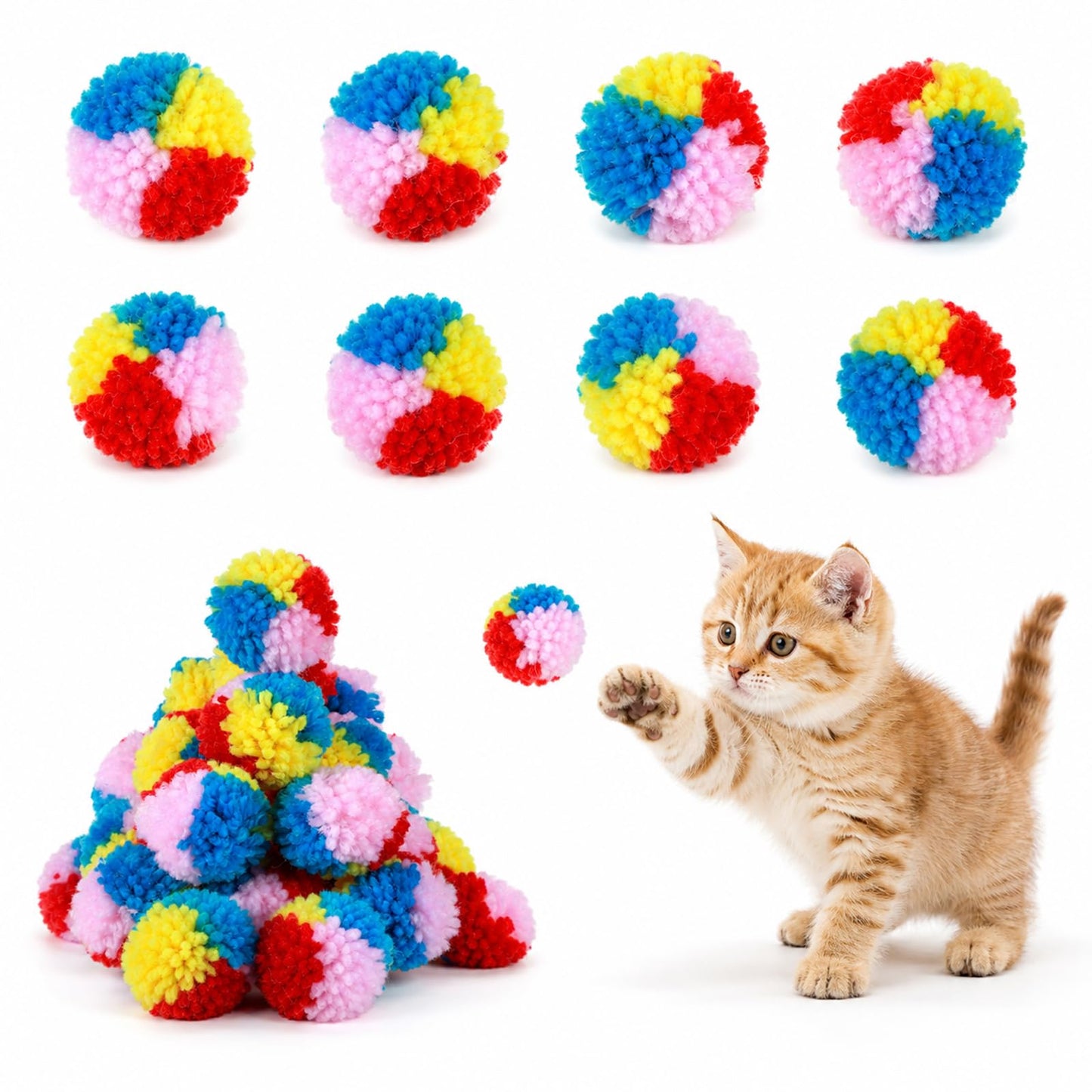 Auteonsa 20 PCS Puff Balls for Cats, 1.4 Inch Fuzzy Balls for Cats