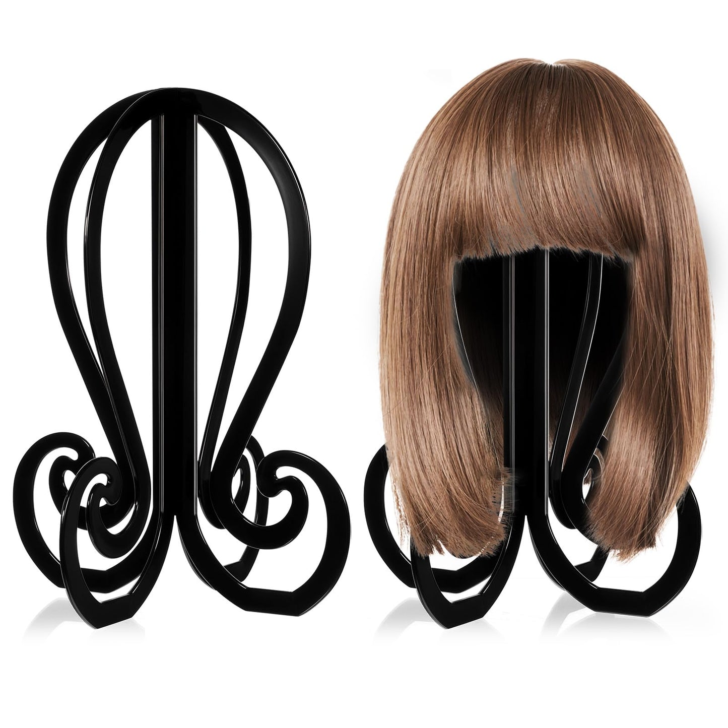 1 Pc Wig Stand, Collapsible Wig Head Stand, Portable and Durable Wig Holder for Short Wigs Hats Cosplay Masks Travel Wig Stand Easy to Assemble and Disassemble 14.2 Inches High Black