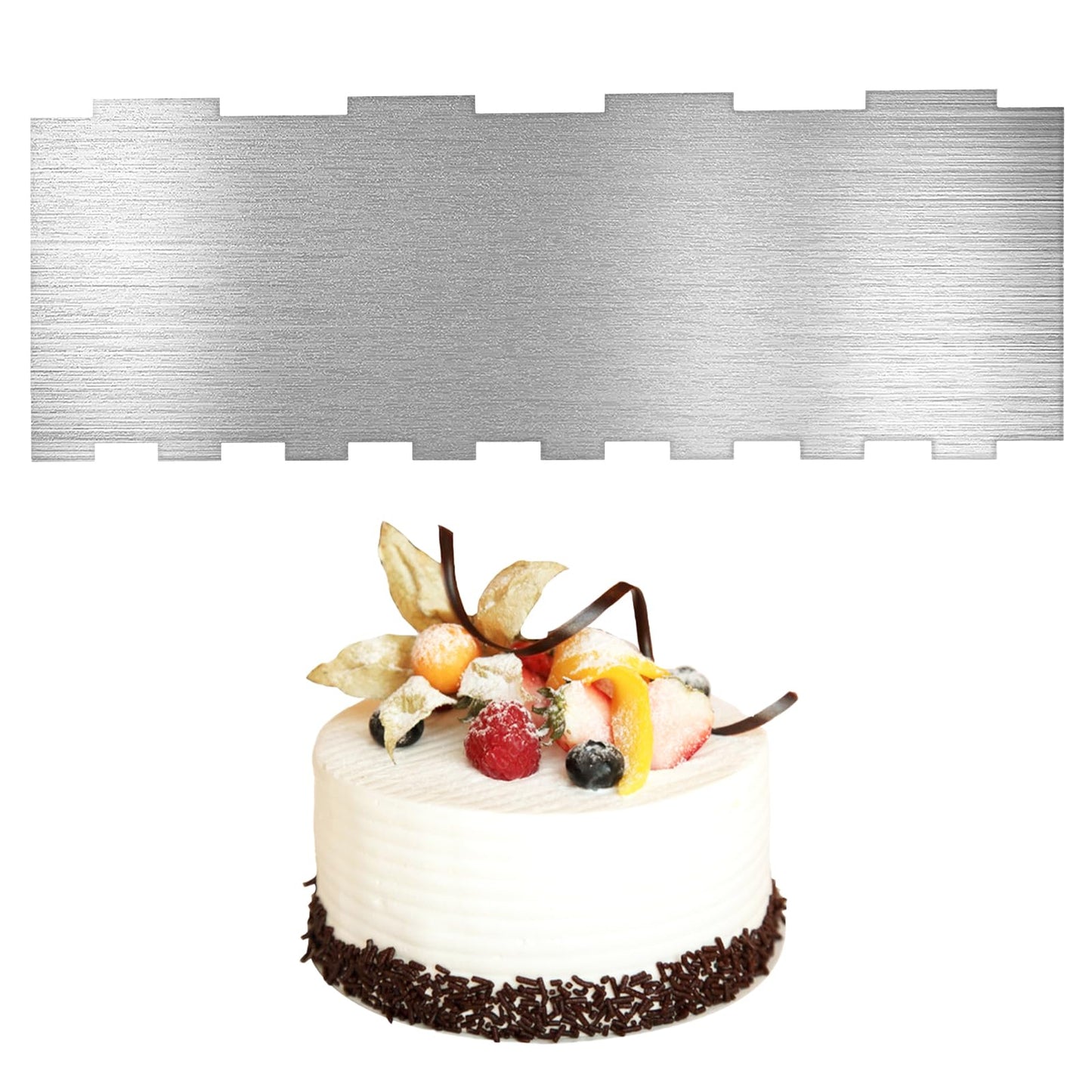 Aster 8.6 Inch Metal Cake Scraper, Cake Scraper Buttercream Smoother Double Sided Patterned Edge Stripe Cake Decorating Comb Cake Sculpting Modeling Tools for Home Kitchen Bakery