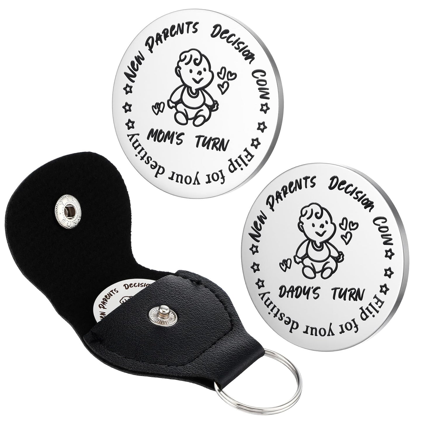 1 Piece New Parent Decision Coin, Decision-Flip Game Fun Who Takes Care of Baby Decision Tool Lighthearted Parenting Interaction Coin for Baby Shower, Fathers Day/Mothers Day/Christmas Gifting
