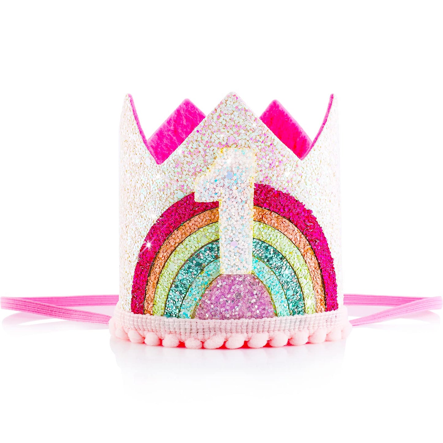ASTER Baby Girls 1st Birthday Crown, Princess Girls First Birthday Crown Hat, Adjustable 1st Birthday Hat Baby Crown for Baby Girls First Birthday Party