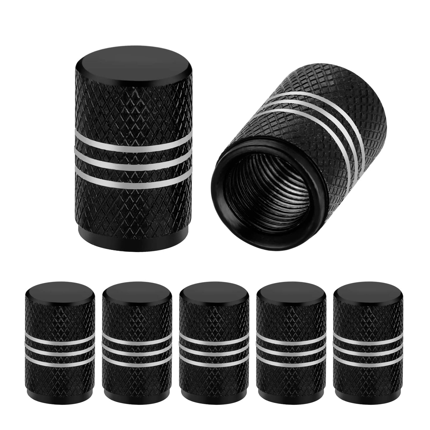 ASTER Tire Valve Stem Caps - 5pcs Air Caps Cover with O Rubber Ring, Tire Pressure Caps | Wheel & Tire Parts, Universal Stem Covers for Cars, SUVs, Bike, Trucks and Motorcycles (Black)