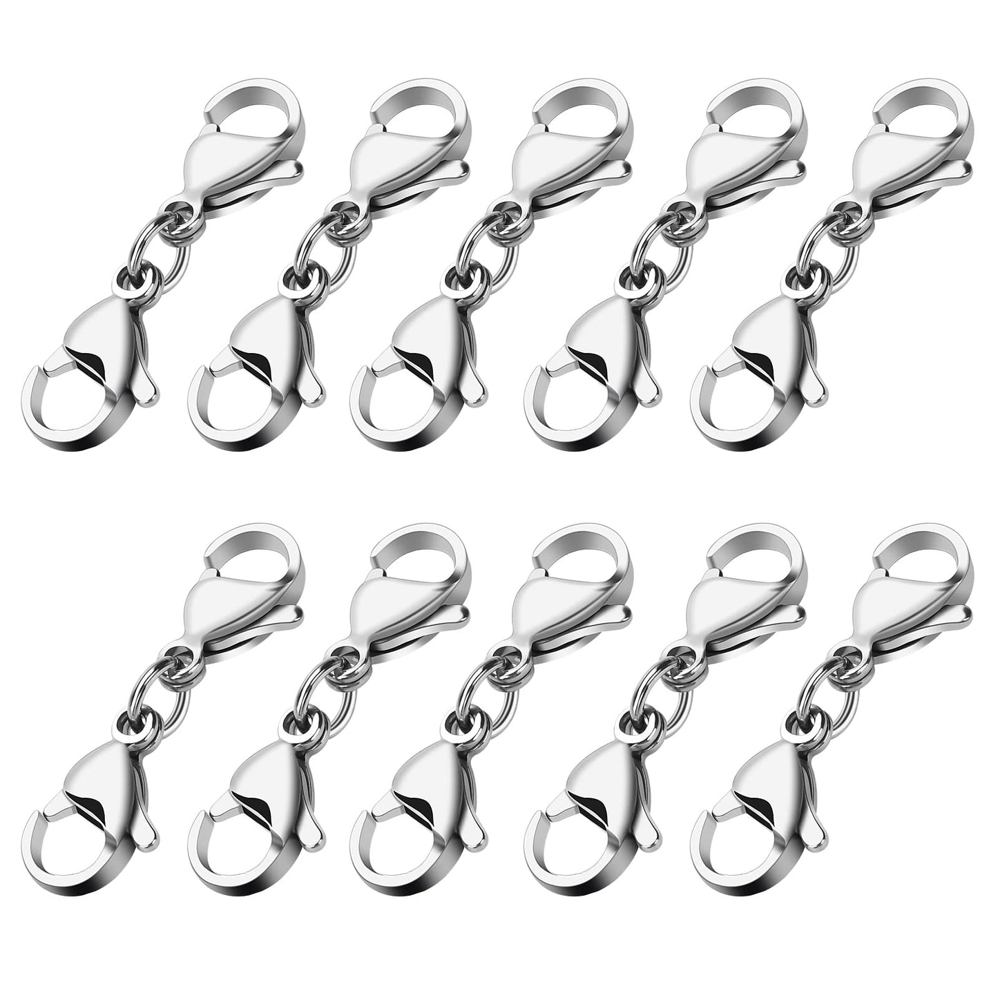 10 Pieces Locking Magnetic Jewelry Clasps Connector Double Lobster Clasps Bracelet Necklace Clasps Closures Replacement for Jewelry Bracelet Necklace Making (Sliver)