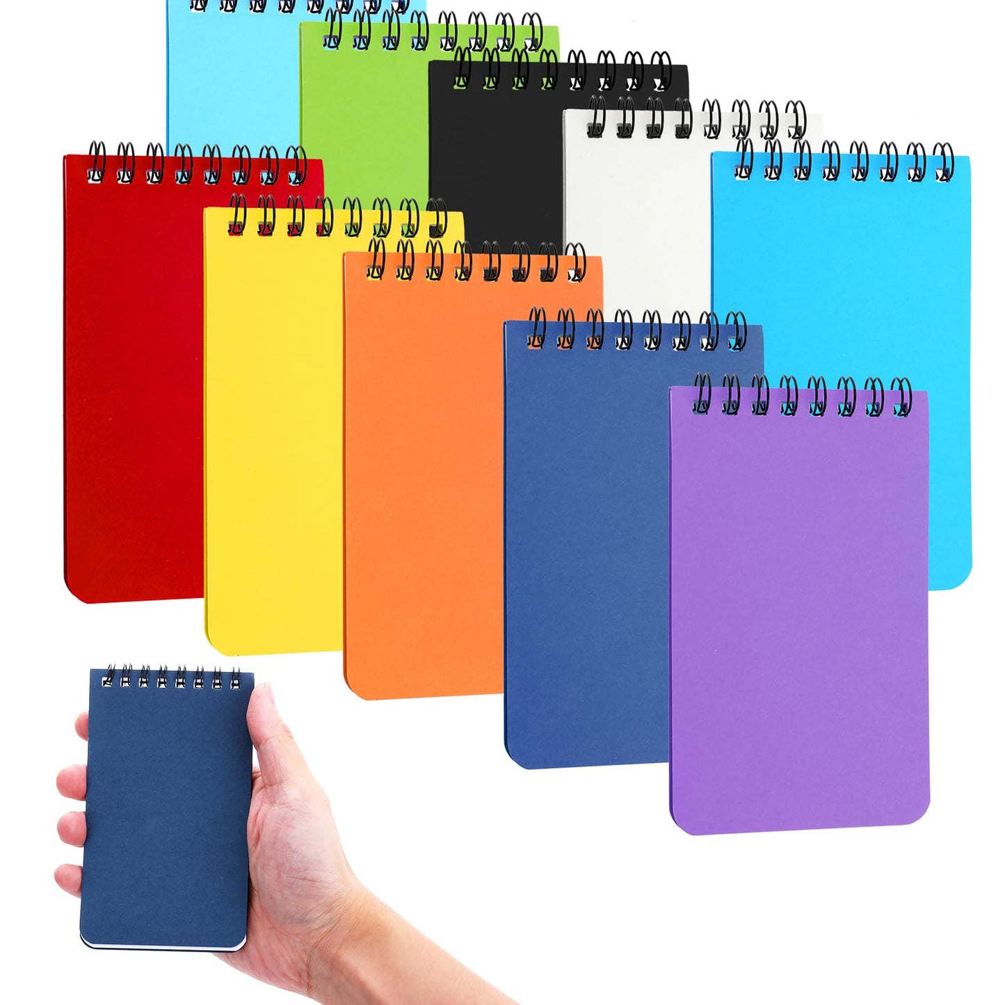 10 Pack Pocket Notebook Small Spiral Notebook 3 x 5 Inch Mini Notepad Colorful Memo Notebook Bulk Note Pads Lined Notebooks for School Office Supplies (50 Sheets/Pad)