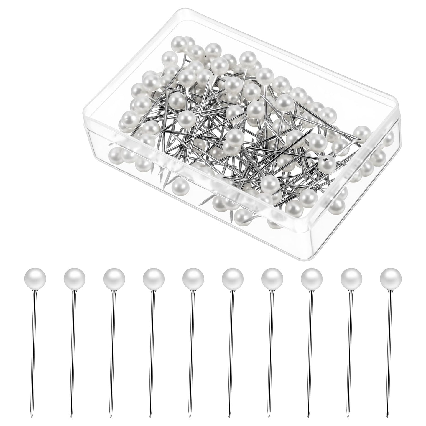100pcs Pearl Pins Straight Pin White Thumb Tacks Pearl Push Pins for DIY Crafts, Wedding Decorations, and Home Office Use