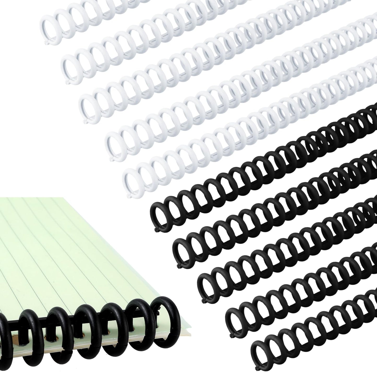 10 Pcs Binding Combs 30 Rings Comb Binding Spines Coil Binding Machine Plastic Spiral Book Binder for Teacher Student Document Notebook File Making, Black White, 1/2 Inch