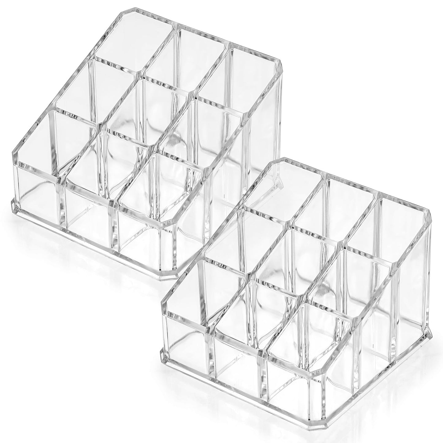 CIATBYYJ 9 Compartments Lipstick Organiser, Acrylic Lip Gloss Organiser, Transparent Lipstick Holder Storage, Make Up Lipsticks Organisers for Lipstick Nail Polish (Pack of 2)