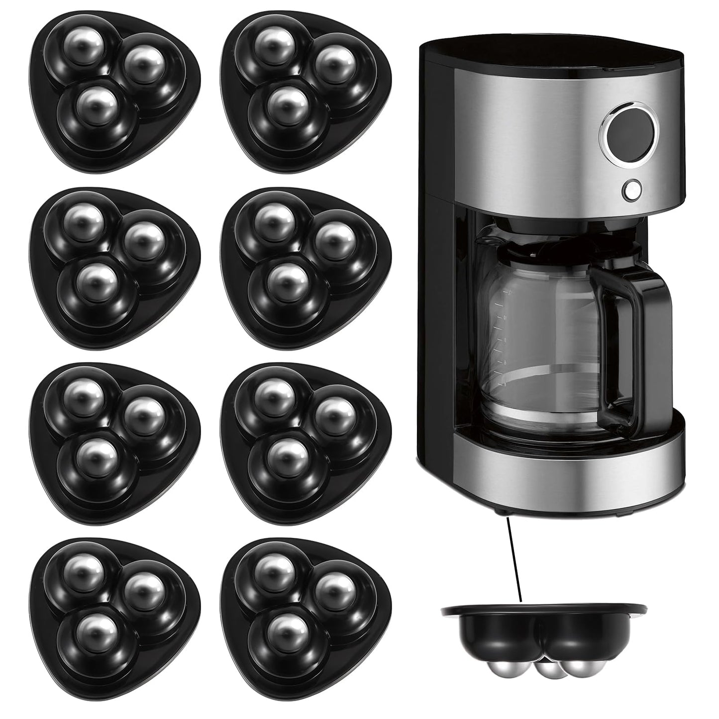 Pack of 8 Ball Castors for Kitchen Appliances Self-Adhesive Appliance Rolls