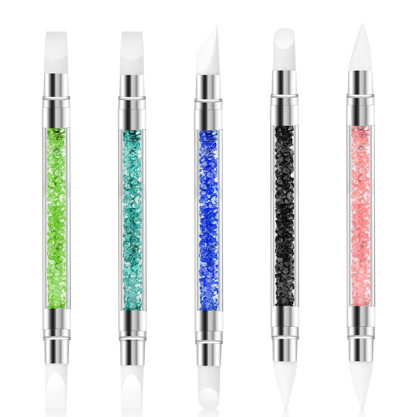 ZEYIYER 5PCS Silicone Nail Tools, Nail Art Brushes, Dual Tipped Rhinestone Nail Art Sculpture Pen Nail Polish 3D Nail Gel Carving Drawing Brushes, Sculpting Gel Brush Pen for Nail Art