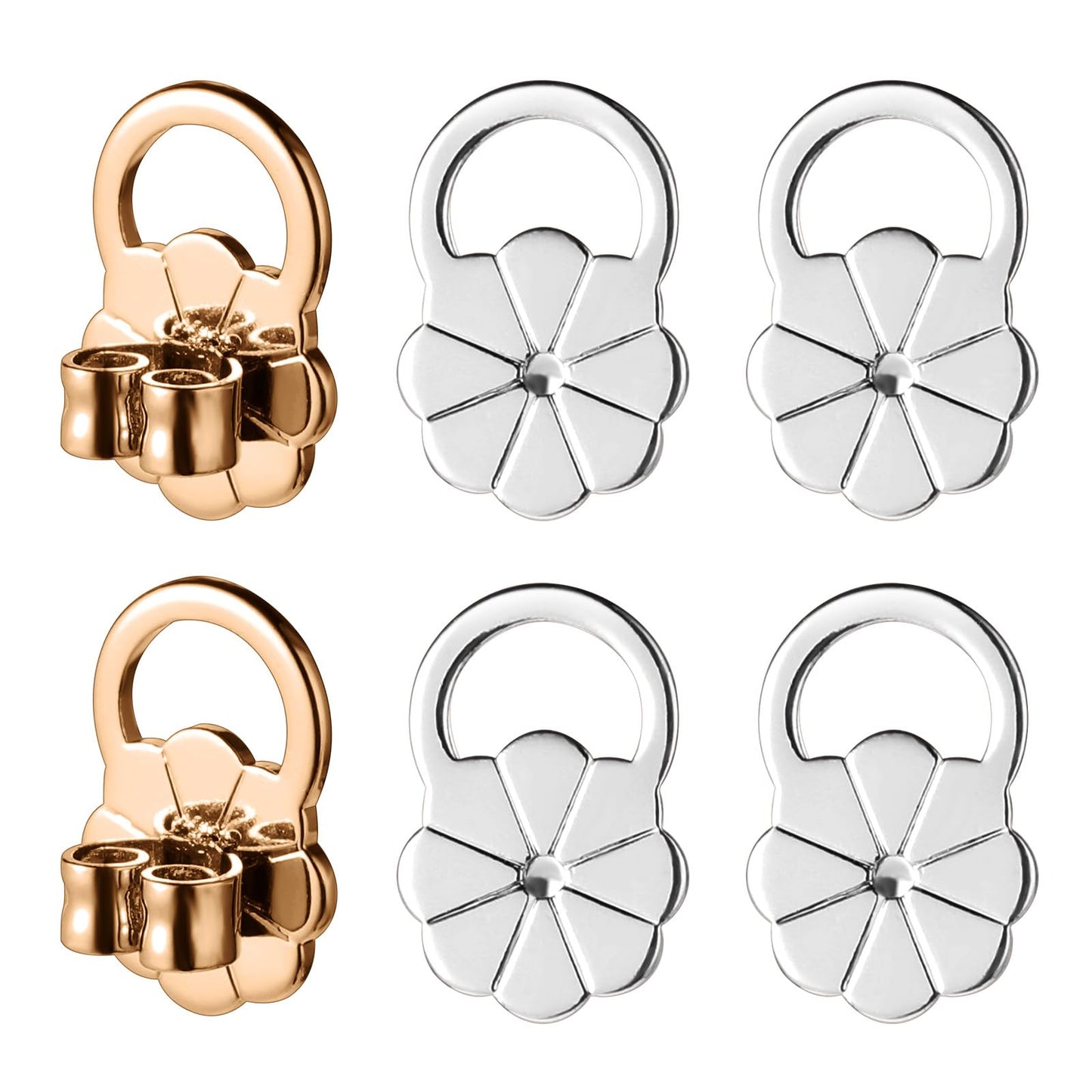 Aysatogc 6PCS Earring Lifters Backs, Earring Backs for Droopy Ears Adjustable Anti-Sensitive Secure Large Earrings Backing for Heavy Earrings(Gold Silver)