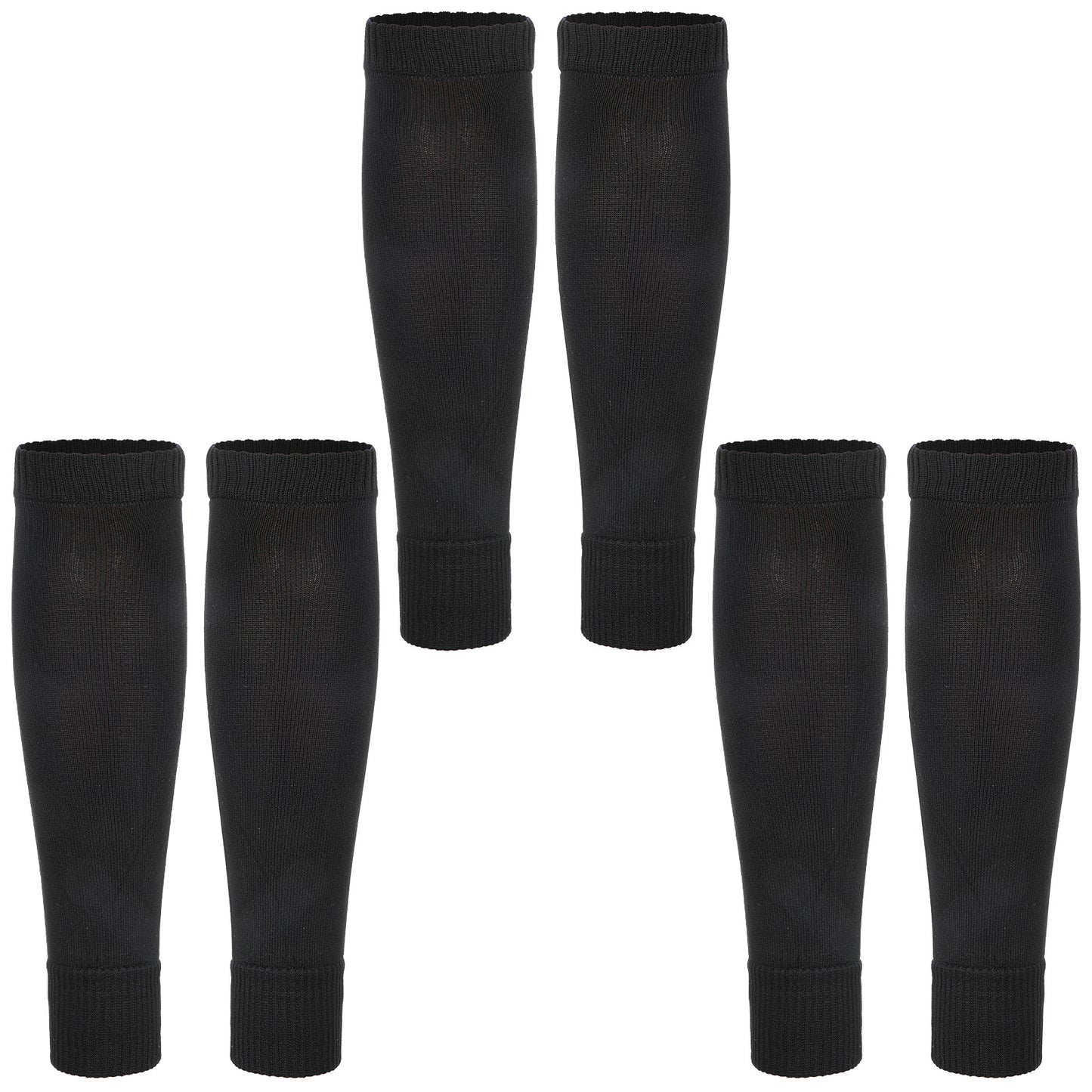 Thinp 3 Pairs Soccer Sleeve Socks, Pre Cut Socks Elastic Shin Guard Sleeves Breathable Soccer Leg Sleeves for Men Women Football Basketball Training (Black)