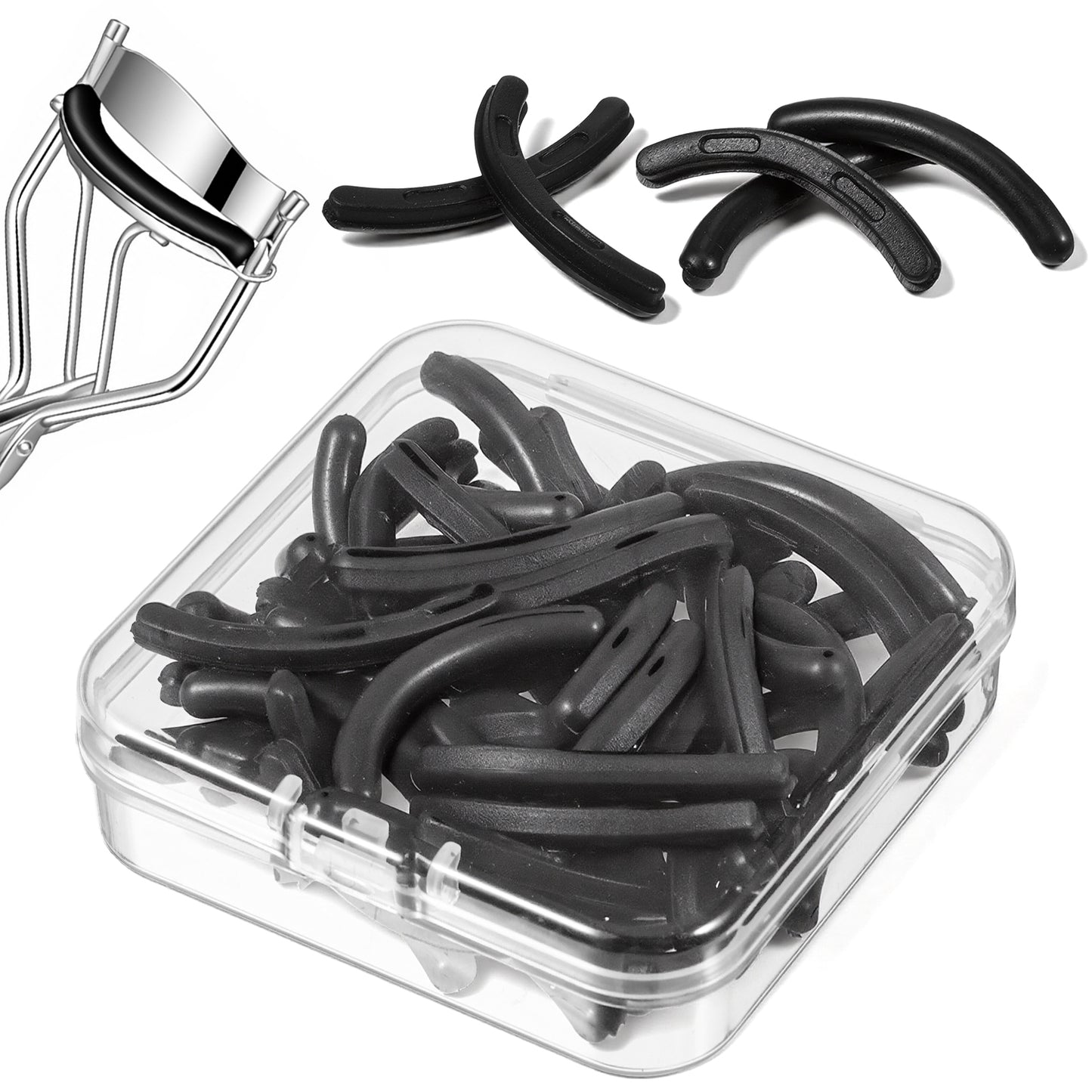 50-Pack Eyelash Curler Refills, Premium Silicone Replacement Pads for Lash Curlers, Soft Rubber Curler Refills Compatible with Most Standard Curlers