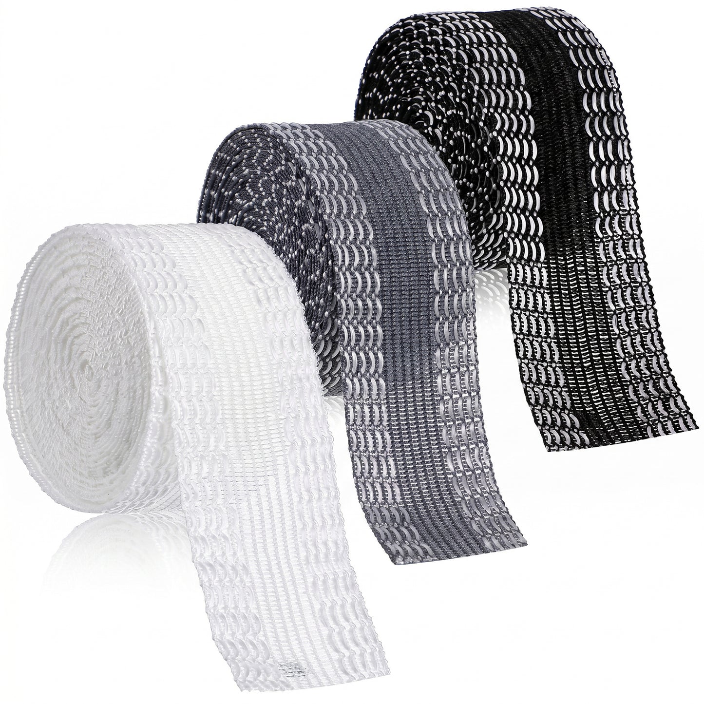 Quilax Hemming Tape for Pants 3 Rolls No Sew Iron-On Washable Instant Hem Tape, Black Gray White 3.3 Yards Each, Polyester Fabric Pant Shortening Trousers Edge Strips