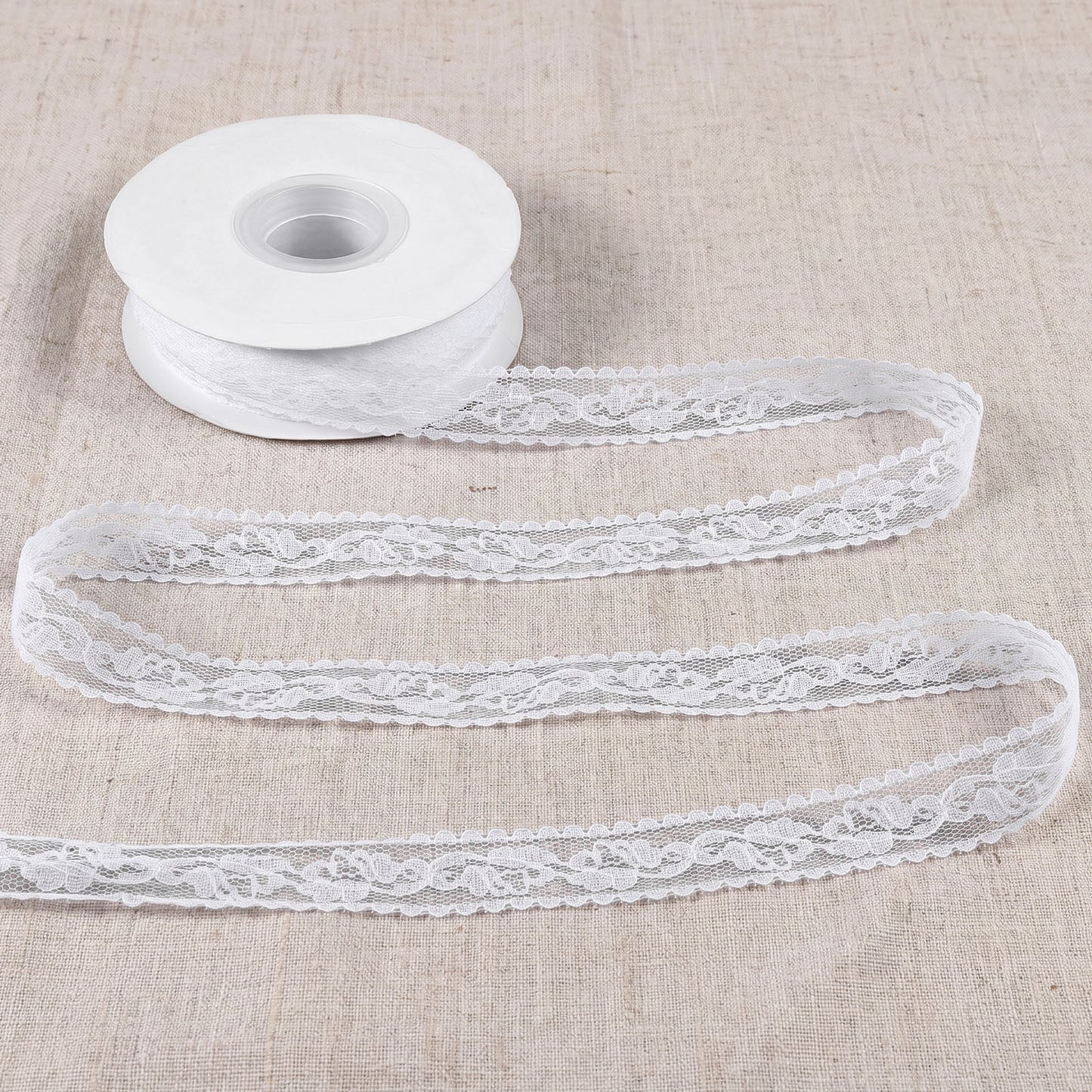 1 inch White Lace Ribbon-25 Yards Elastic Floral Pattern White Laces Ribbons Lace Trim Ribbons for Sewing Craft(Floral)