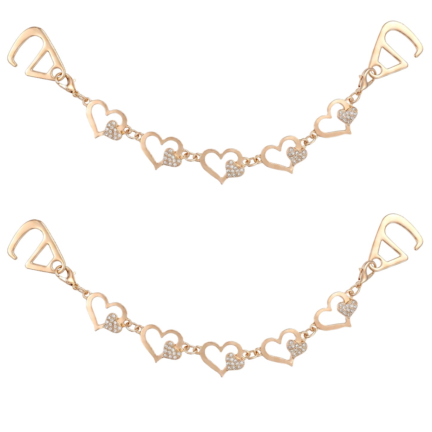 Axafazup Gold Heart Shoe Chains, Blings Shoe Charms for Women, Sparkling Rrhinestone Shoes Decors, DIY Shoe Decorations for Clog Sandals, Birthday Party Favors Gifts