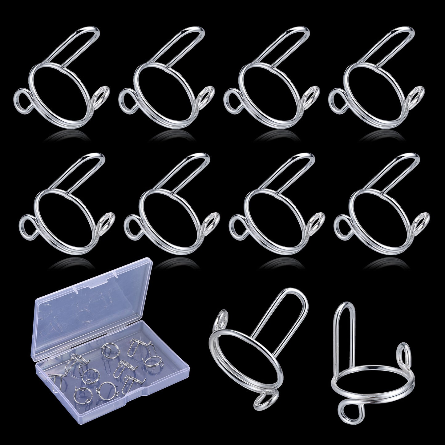 10 Pcs Nail Rings, No Glue Adjustablefingernail Rings for Acrylic Nails, Non-Tarnish Metal Nails Rings, Detachable Reusable Ring Nails for Women Nail Art Decoration