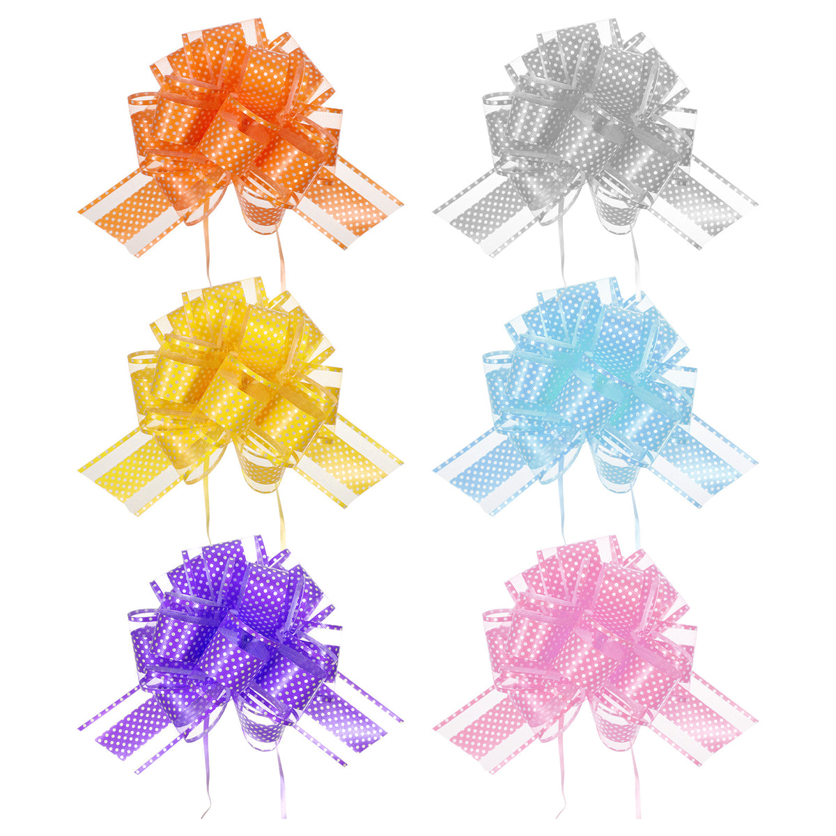 6 PCS Pull Bows for Gift Baskets, 6 in Large Dot Gift Bows for Baskets