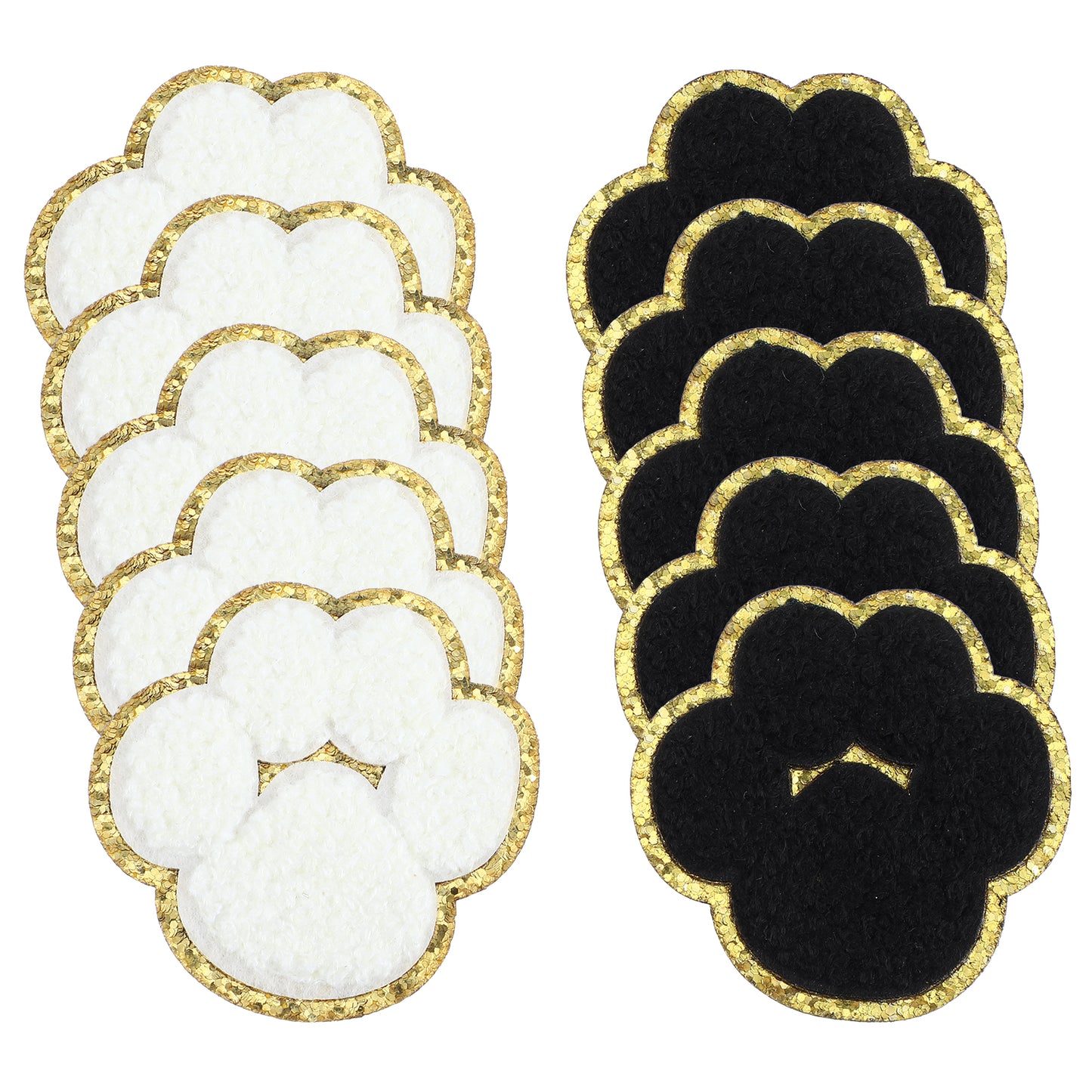 10 Pack Paw Print Iron on Patch Cat Dog Paw Print Stickers Patches Adhesive Chenille Patches Iron on Embroidery Appliques Patches for Clothing Jacket Dress Backpacks Hats, Black White