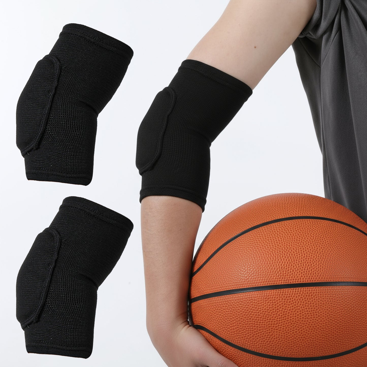 1 Pair Compression Elbow Pads Arm Brace Support Volleyball Basketball Tennis Fitness Arm Protector Compression Breathable with Padded for Men Women(XS)