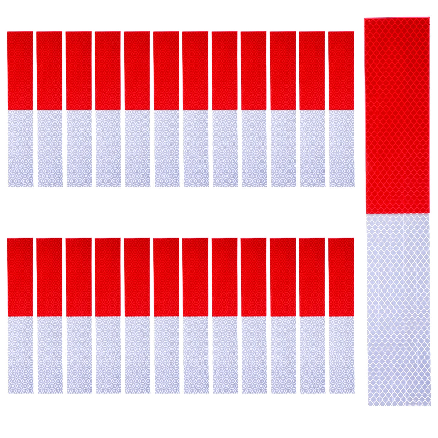 Aysatogc 25 Pack Red/White Reflective Tape, 2" x 12" Safety Caution Warning Tape Self Adhesive Trailer Reflector for Cars, Trucks, Trailers, Boats, Road Signs