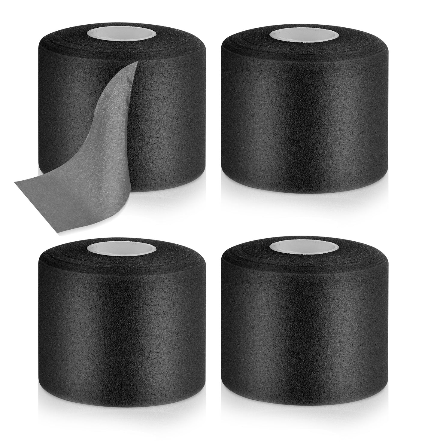 4 Rolls Pre Wrap Sport Tape, Foam Underwrap Athletic Tape, Self Adhesive Bandage Wrap for Arm Wrist Hair Soccer, Prewrap Athletic Tapes to Protect Ankles Wrists Knees(Black)