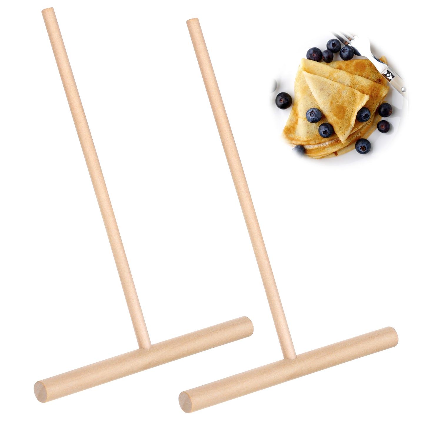 4 Pcs Crepe Spreader, 6.49 X 4.72 Wooden T-Shaped Crepe Tool, Pancake Tools for Fits Any Crepes Pan or Maker