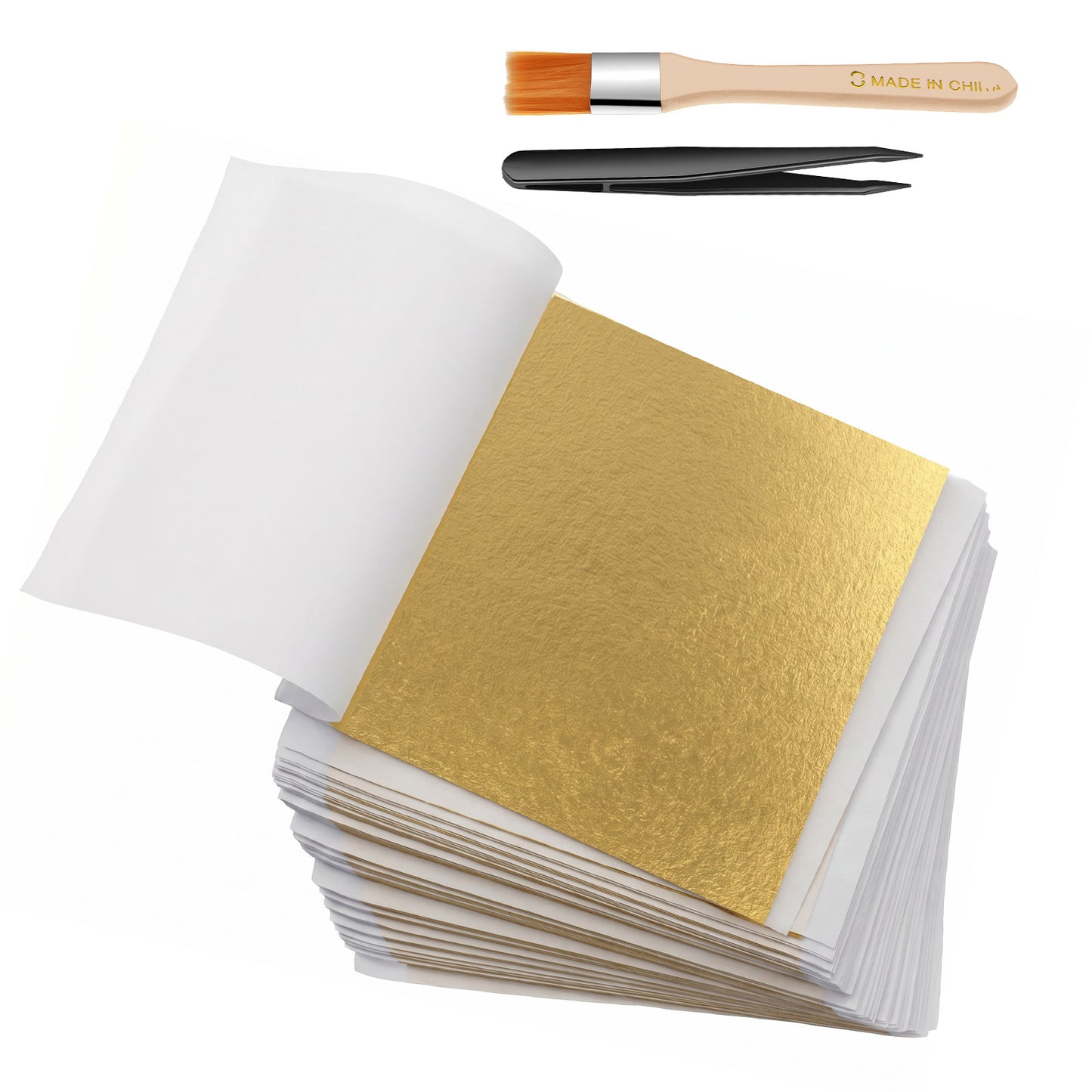 100 Pieces Gold Leaf Sheets, Gold Foil Flakes Imitation Leaf Sheets for Crafting, Art & DIY Projects, Picture Frames, Home Walls, Interior, Nails, Furniture Home Decor, 8 x 8.5 cm (Gold)