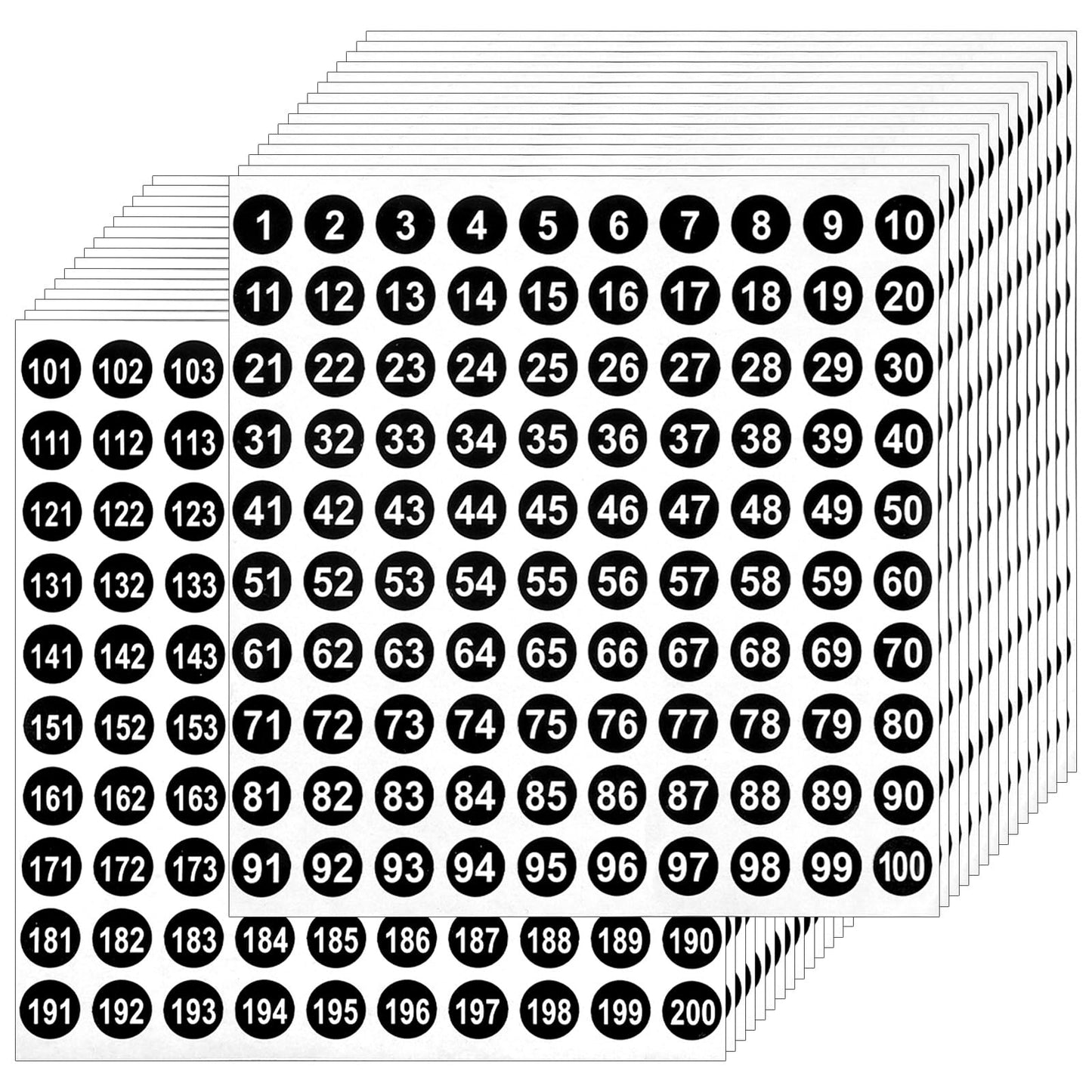 3000 PCS Small Number Stickers, 15 Sets Consecutive Number Stickers 1-200