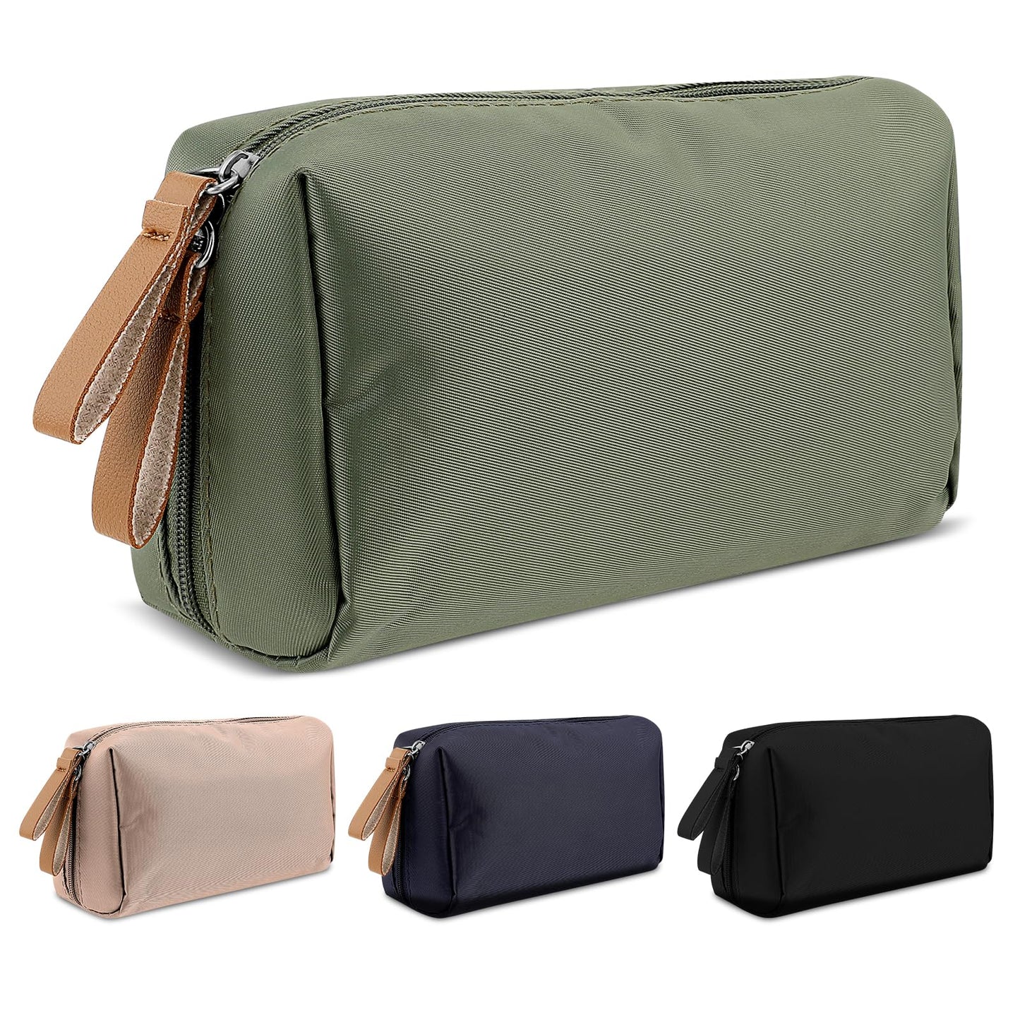 Aster Small Make up Bag, Travel Cosmetic Bag, Portable Versatile Zipper Makeup Pouch with Handle, Small Cute Waterproof Makeup Bag for Women Girls(Dark Green)