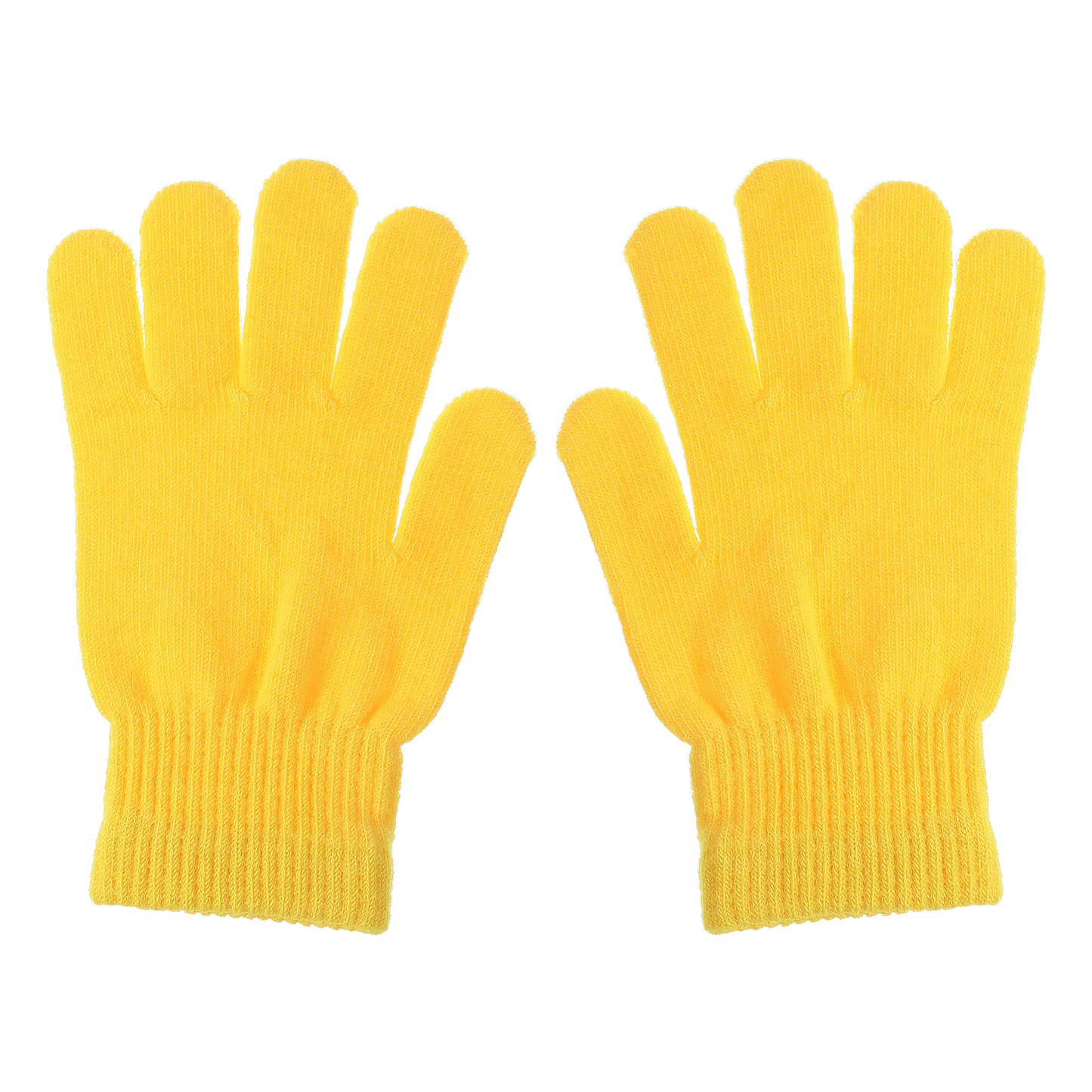 1 Pair Yellow Gloves - Winter & Hand Gloves, Warm Knit Fleece Lined Touchscreen Glove for Adults, Windproof Cold Weather Glove for Running, Cycling & Driving