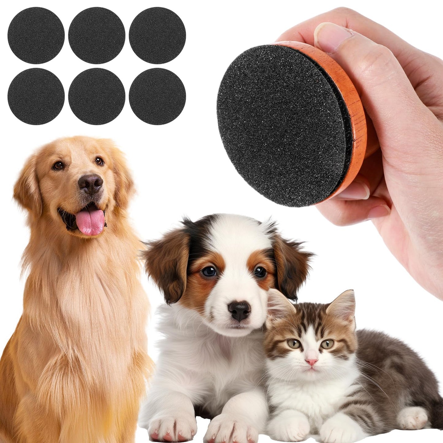 Wooden Dog Nail File, Nail File with 6 Interchangeable File Discs, Scratching Board for Dogs, Safe and Effortless Nail Care, Dog Scratching Board Ensures Smooth and Healthy Claws in Cats and Dogs