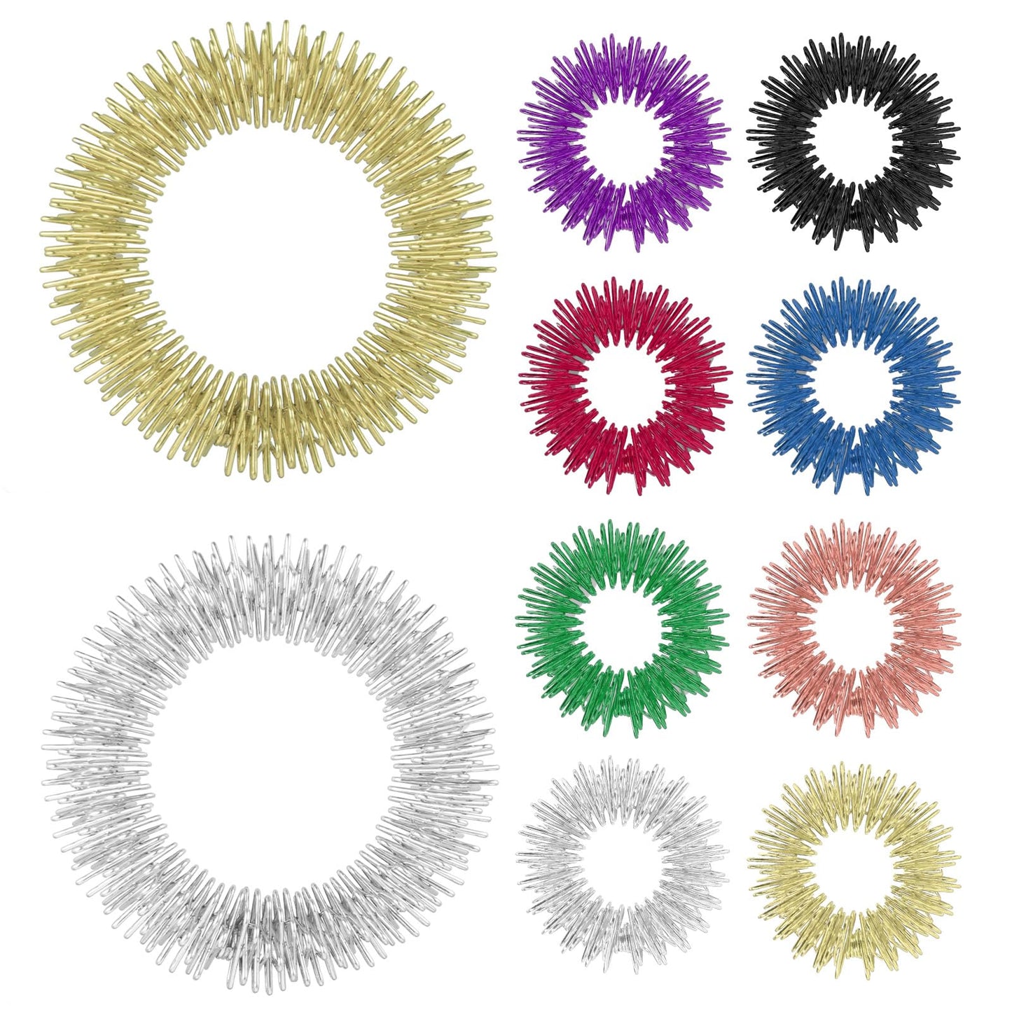 10 Piece Massage Rings Set, Acupressure Ring and Wrist Massage Ring, Finger Massage Ring, Finger Sensory Acupressure Ring, Promotes Blood Circulation and Stress Relief