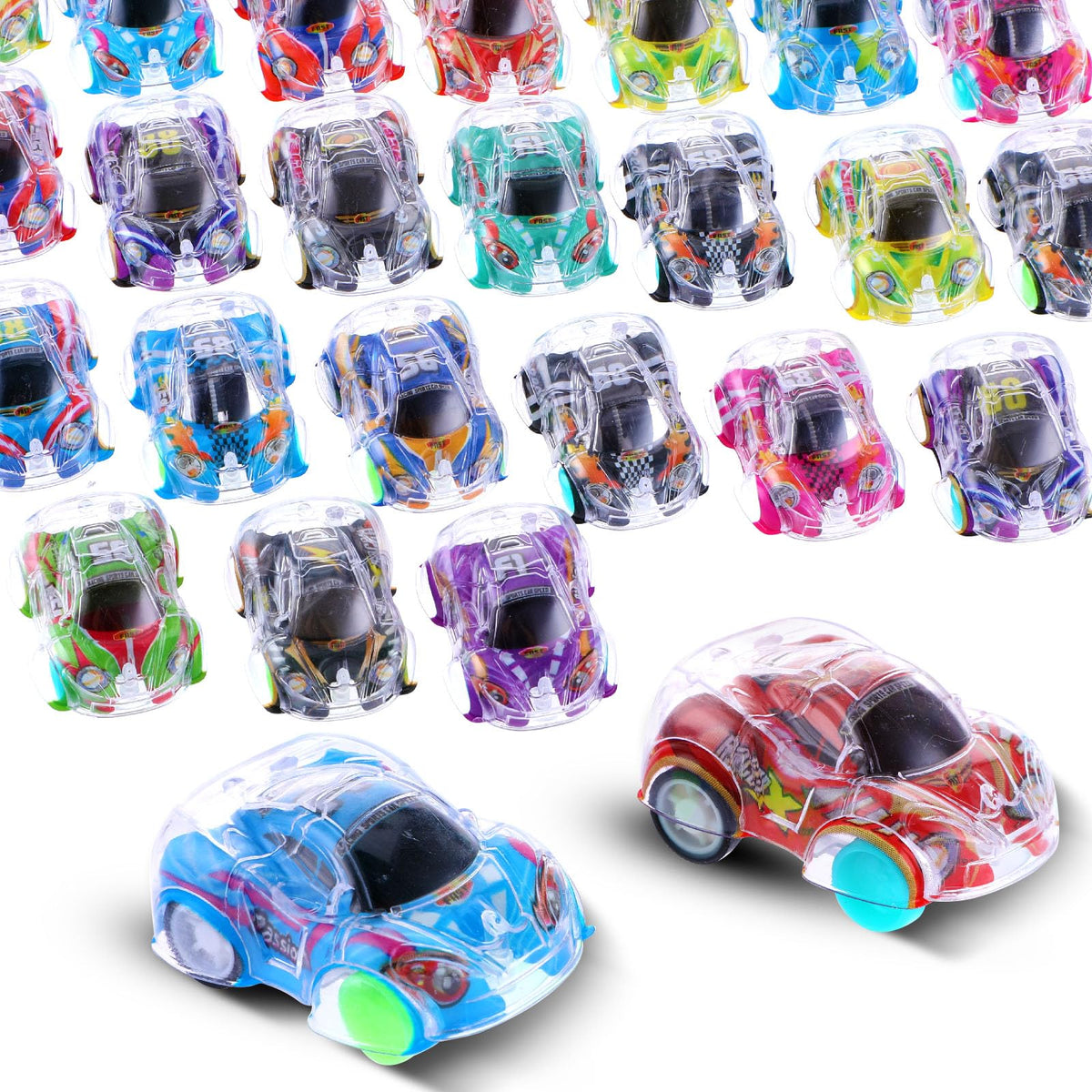 ASTER 30 Pcs Pull Back Cars, Mini Toy Cars Party Bag Fillers for Kids, Small Cute Funny Plastic Toy Cars Bulk Christmas Cracker Fillers for 3-5 Year Old Boys Girls kids