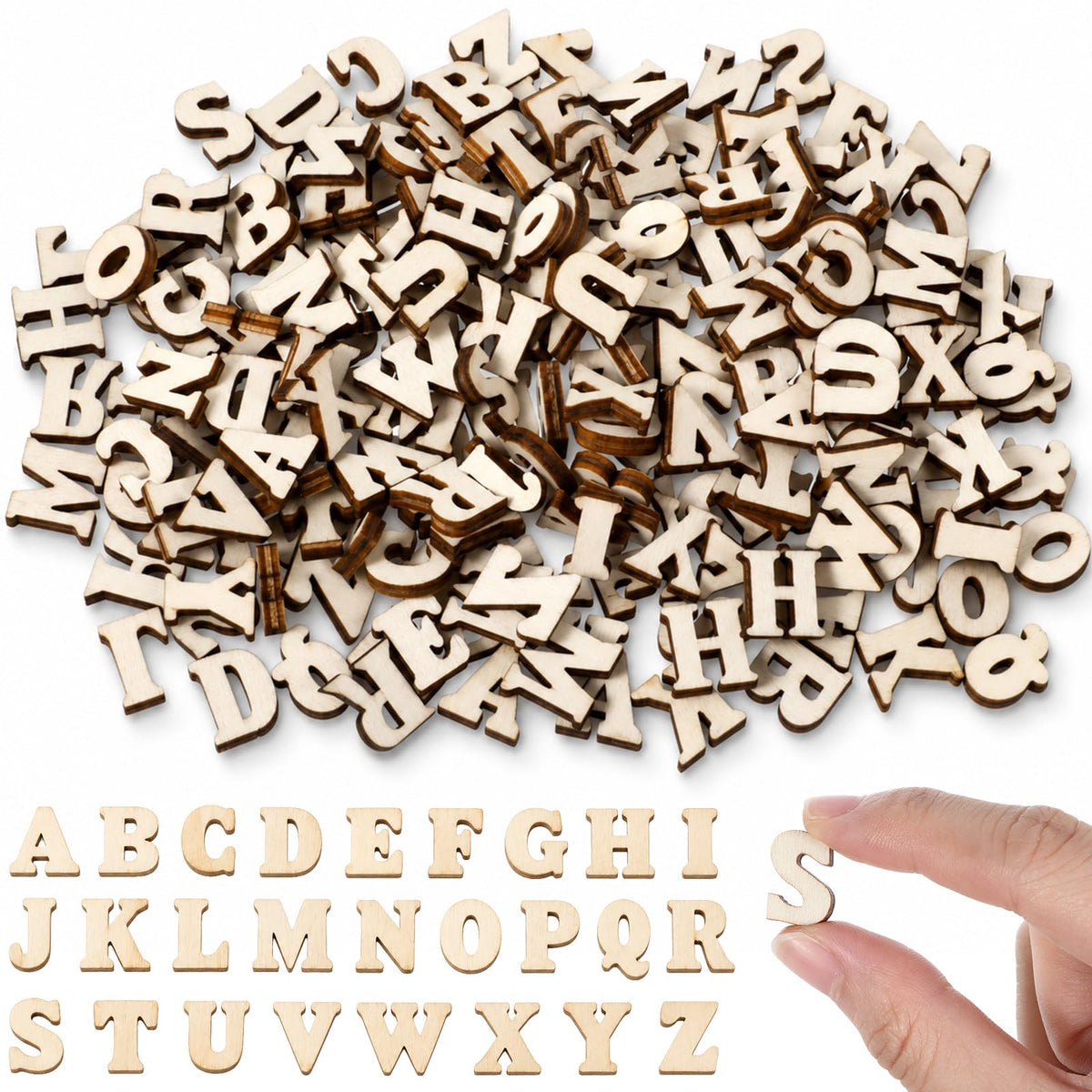 208 Pcs Unfinished Wood Letters, 0.6 Inch Small Wooden Letters for Crafts