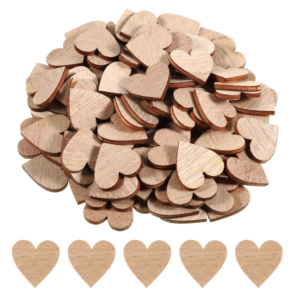 100Pcs 0.8" Wooden Hearts for Crafts, Small Wood Hearts Cutout Slices