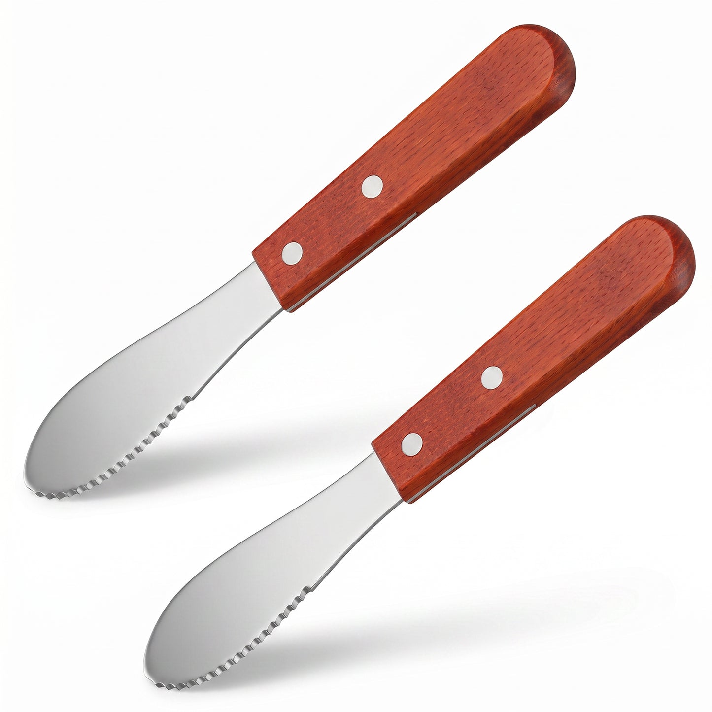 PEOVLVN 2 Pcs Butter Knife Spreader, Stainless Steel Butter Spreader with Wood Handle Cheese Knife for Sandwich Cream and Condiment Serving Multipurpose Kitchen Tools