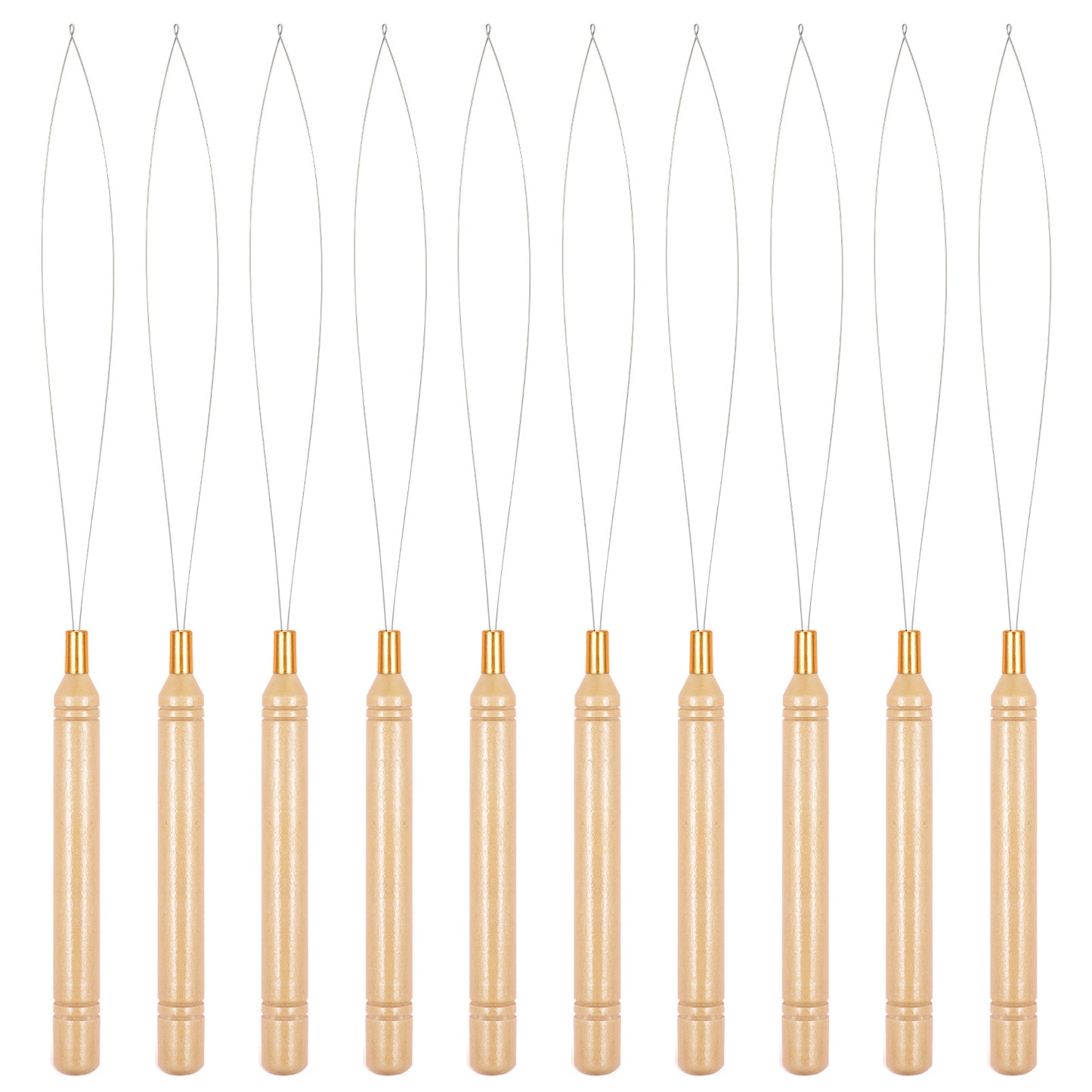 10 PCS Hair Extension Loop Tool, Reusable Extension Bead Loop Tool, Bead Threader for Hair & Feather Extensions