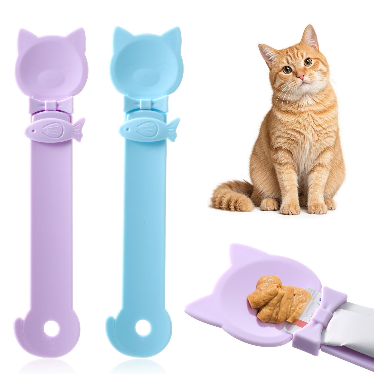 2 PCS Cat Treat Spoon Squeeze, Cat Treat Dispenser Churu Spoon Lickable