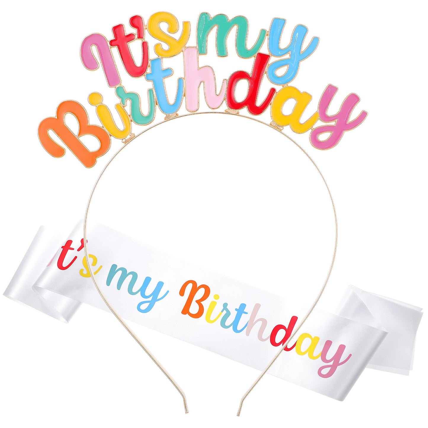 'It's My Birthday' Crowns, Sparkling Birthday Tiara Set for Girl, Princess Birthdays Accessories, Adjustable Glitter Sash & Zinc Alloy Crown for Birthdays Parties, Family Gatherings, theme celebration