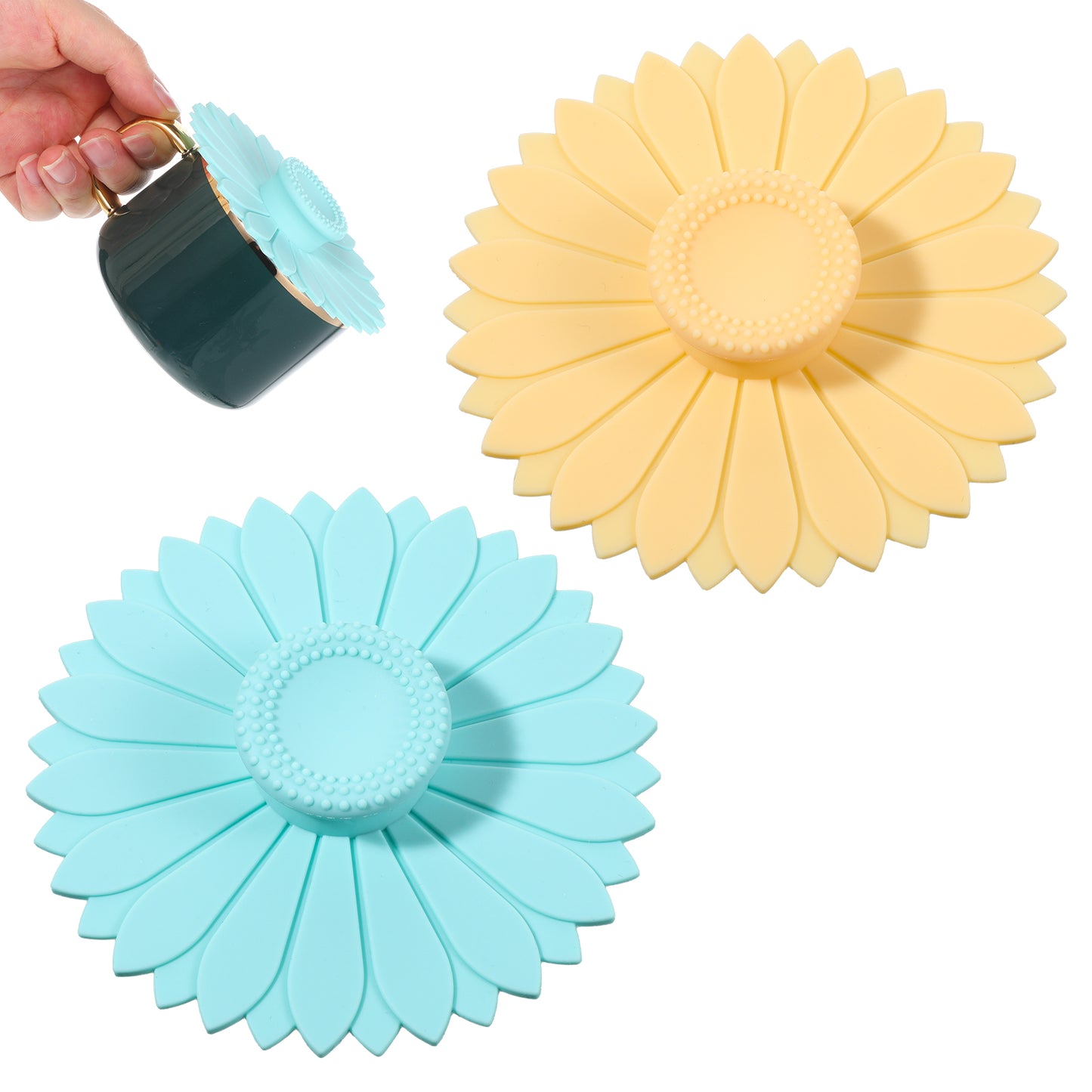 2 PCS Silicone Cup Covers, Reusable Cup Covers for Drinks Universal Mug Cover Coffee Cups Lids for Hot Drinks, Mug, Tea, Dust-Proof