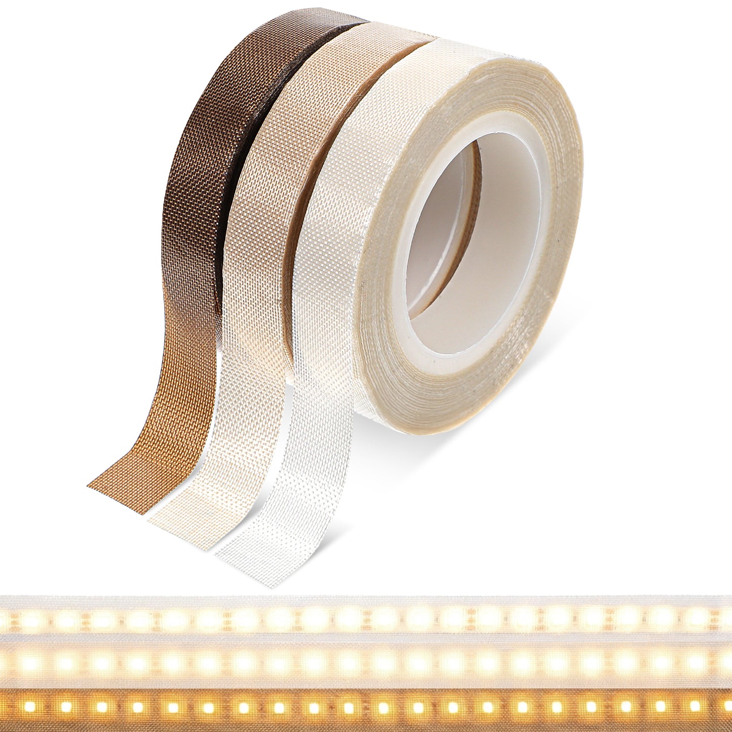 Aysatogc 3 Roll Led Light Strip Tape, 0.39 in x 29.53 ft Light Dimming Masking Cover Sticker Soften Lighting Blocking Sticker Fits LED Strips, Cabinet, Cove, TV Backlight (3Colors)