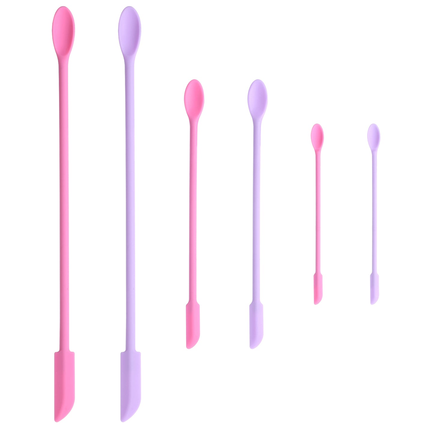6 PCS Non-Stick Wax Spatulas Set, Silicone Wax Applicator Different Sizes Scrapers Reusable Silicone Stirring Stick For Home Salon Body Use (Pink & Purple)