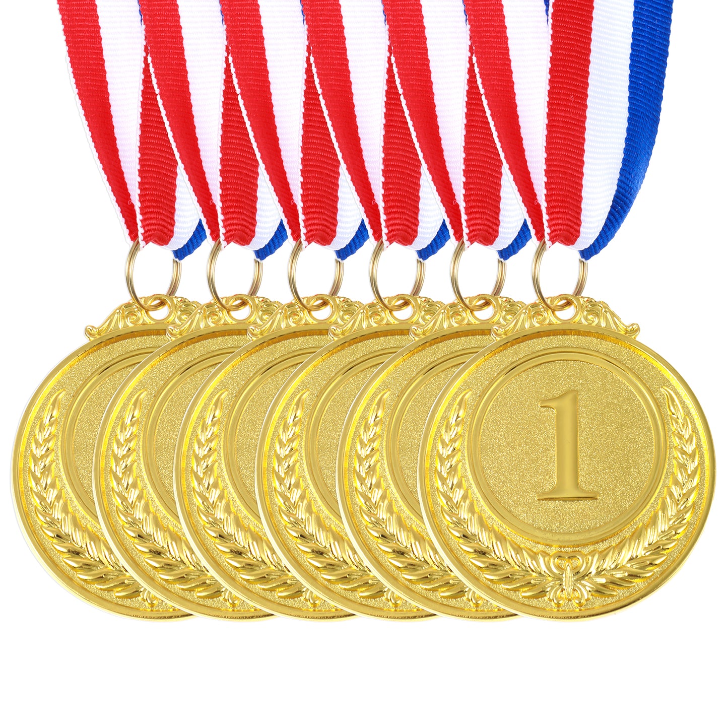 ZEYIYER 6 PCS 1st Place Winner Gold Medals,Metal Award Medals, Winner Medals Gold Prizes,Gold Winner Award Medals Bulk with 15.5-Inch Red,White,and Blue Ribbon for Sports,Tournaments,Competitions