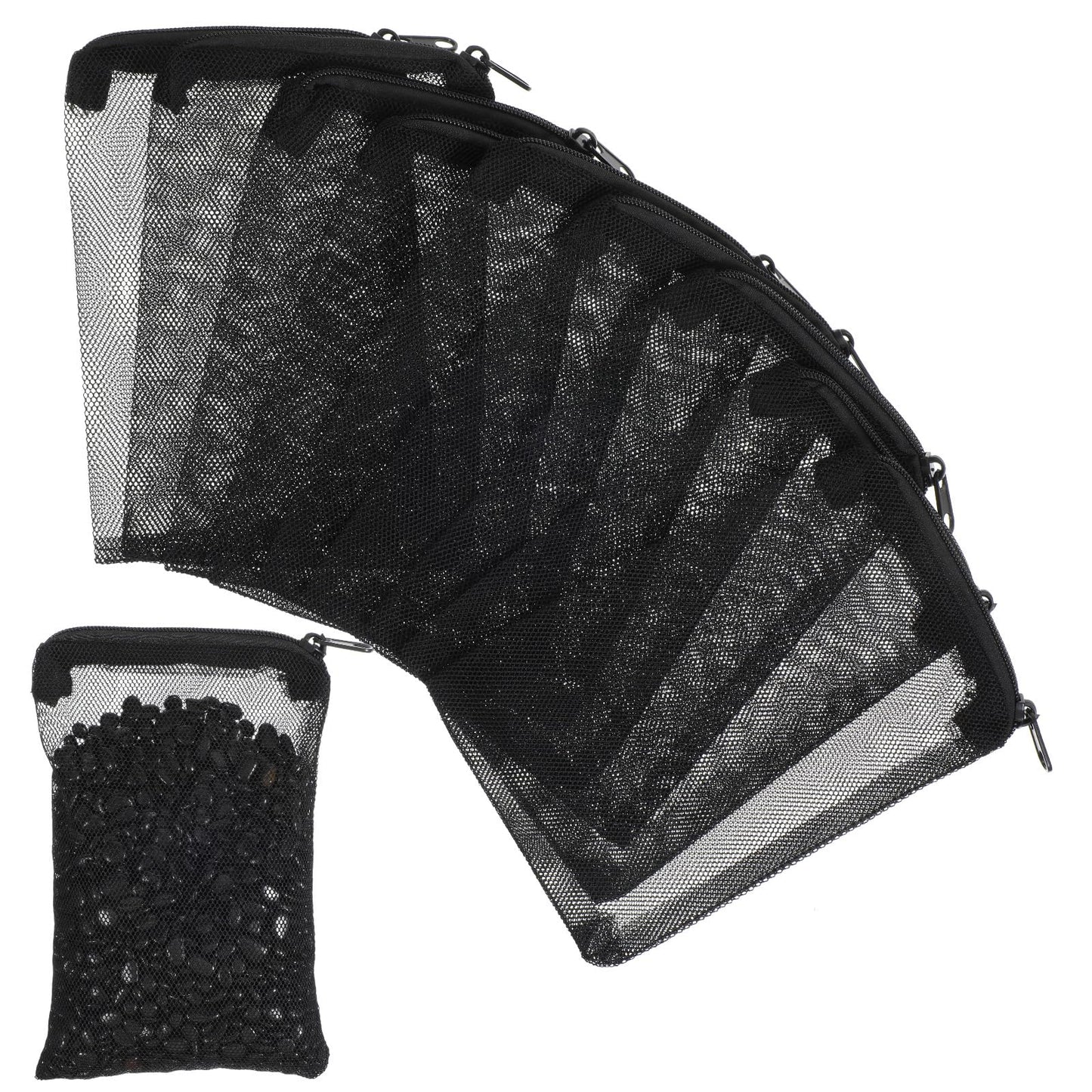 CIATBYYJ Pack of 10 Reusable Aquarium Filter Bags with Zip, Fish Tank Mesh Small Filter Bag, High Flow Filter Bags for Aquariums, Activated Carbon, Finer Particles (Black)