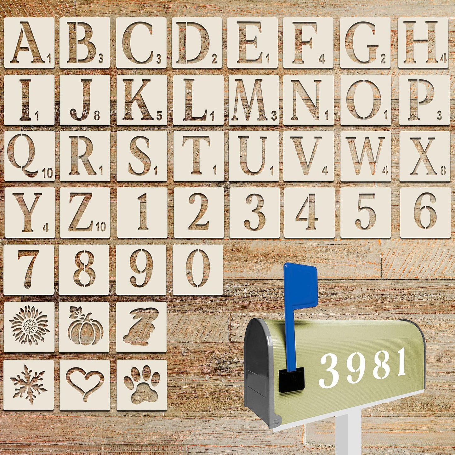 ASTER Stencil 42Pcs, 2 Inch Letter Templates, Reusable Plastic Art Craft Stencils for Painting on Wood, Wall, Fabric, Chalkboard, Sign, DIY Art Projects