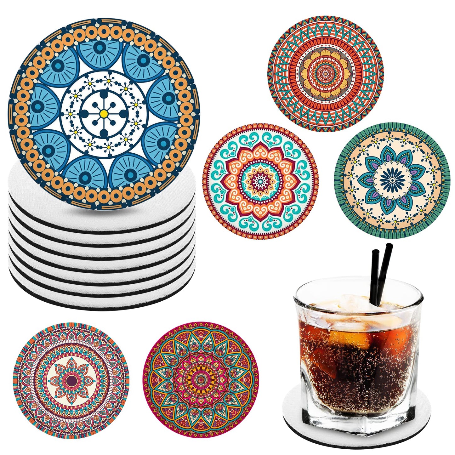 ASTER Round Sublimation Blank Coasters, 4 Inches Circle Sublimation Blank Car Coaster Heat Transfer Sublimation Blanks Products for Cup Mat, DIY Ornament Crafts(16 Pieces)