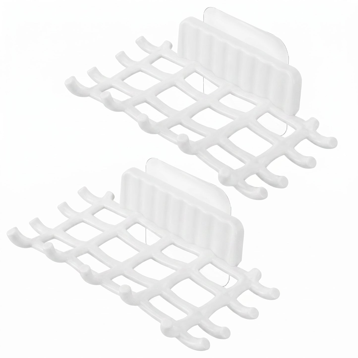 2 Pcs Shower Soap Holder for Wall, Adhesive Wall Mounted Soap Dish, Bar Soaps Holder for Shower with Grid Design for Bathroom, Kitchen (Black)